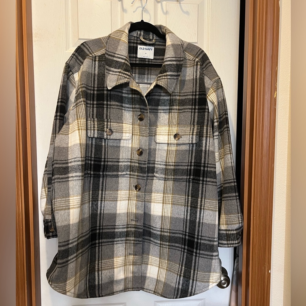 Old Navy oversized wool plaid shacket